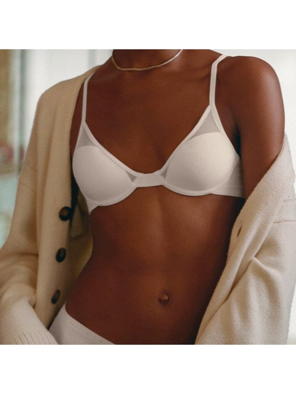 Pepper Women 38A Classic All You Bra Underwire Ecru Beige Mesh Everyday T Shirt